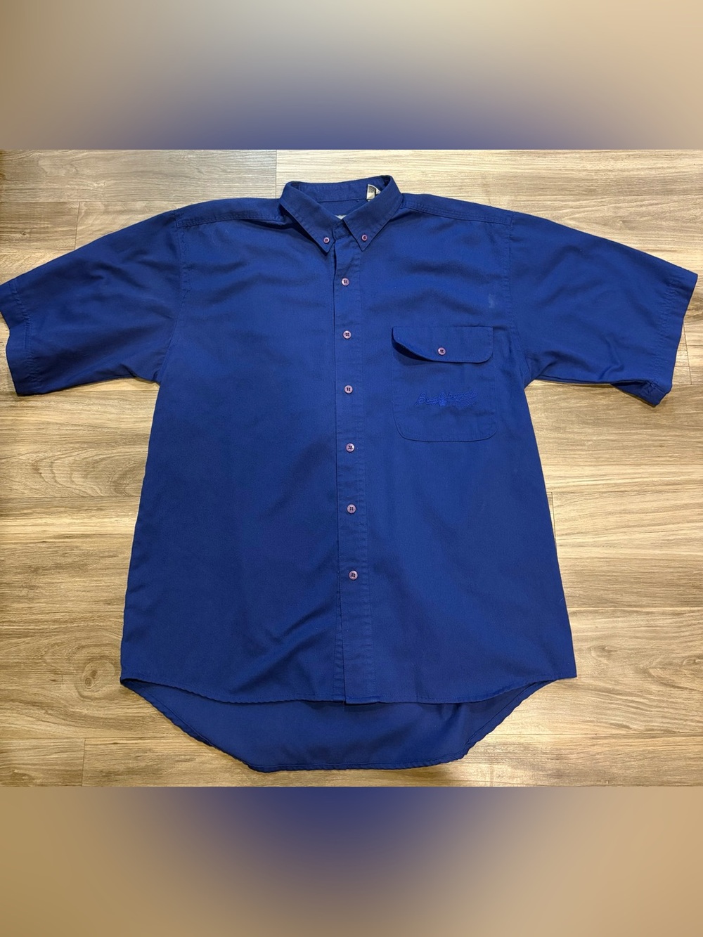 Bugle Boy Men's Short Sleeve Button-Down Shirt - Royal Blue
